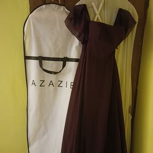 Azazie Sue size A12 grape off-the-shoulder bridesmaid dress